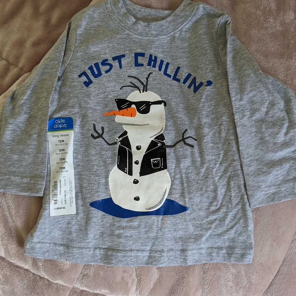 Ok!e Dokie long sleeve snowman shirt, 12 months